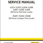 New Holland L213 C238 Loader Service Manual