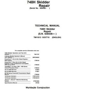 John Deere 748H Skidder Repair Technical Manual