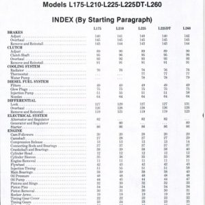 Kubota L175, L210, L225, L225DT, L260 Tractor Service Manual