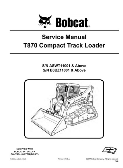 Bobcat T870 Compact Track Loader Service Manual PDF