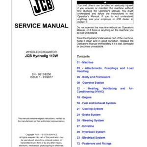 JCB Hydradig 110W Wheeled Excavator Service Manual