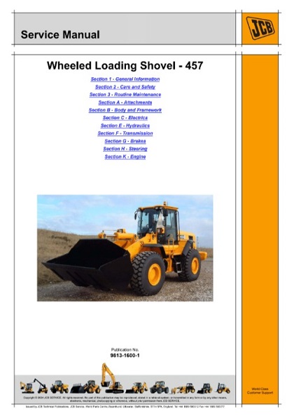 JCB 457 Wheeled Loading Shovel Service Manual