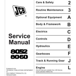 JCB 8052, 8060 Midi Excavator Service Manual