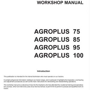 Deutz Fahr Agroplus 75 85 95 100 Tractor Service Manual