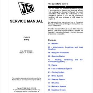 JCB 419S Wheel Loader Service Repair Manual