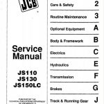 JCB JS110, JS130, JS150LC Tracked Excavator Service Manual