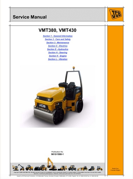 JCB VMT380, VMT430 Vibratory Tandem Roller Service Manual