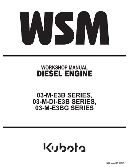 Kubota 03-M-E3B, 03-M-DI-E3B, 03-M-E3BG Service Manual
