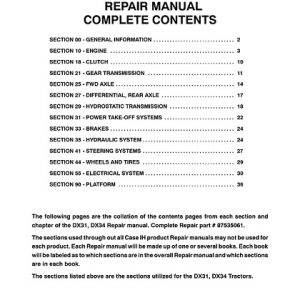 Case IH DX31, DX34 Tractors Service Manual