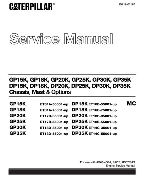 Cat DP15K MC, DP18K MC Forklift Lift Trucks Service Manual