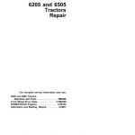 John Deere 6205, 6505 Tractors Repair Technical Manual