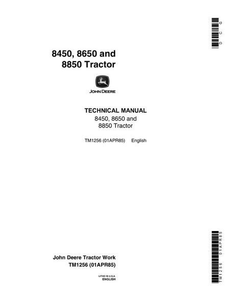 John Deere 8450, 8650, 8850 Tractors Technical Manual pdf