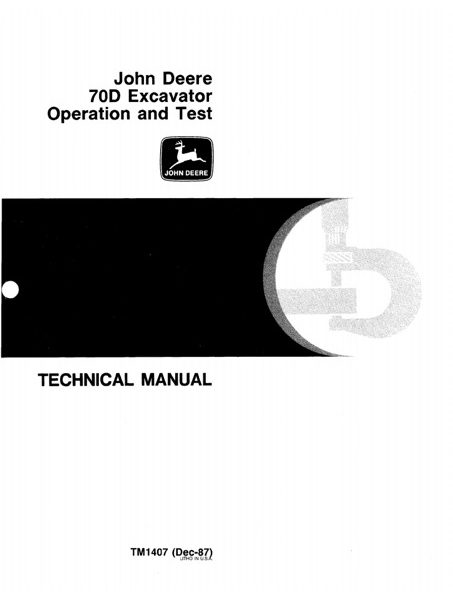 John Deere 70D Excavator Operation and Test Technical Manual