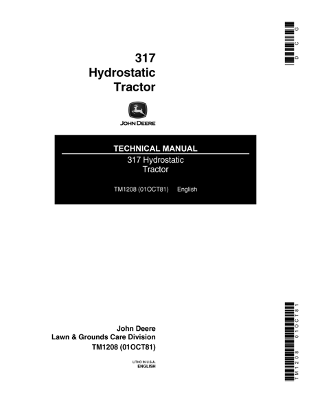 John Deere 317 Hydrostatic Tractor Technical Manual