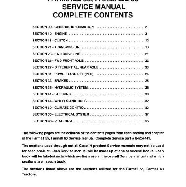 Case IH Farmall 55, Farmall 60 Tractors Service Manual