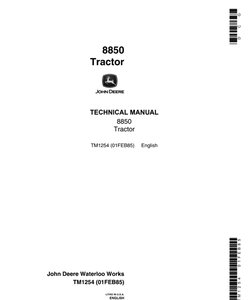 John Deere 8850 Tractor Technical Manual