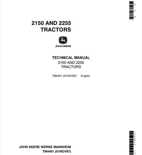 John Deere 2150, 2255 Tractors Technical Manual