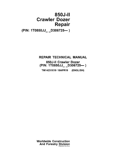 John Deere 850J-II Crawler Dozer Technical Manual