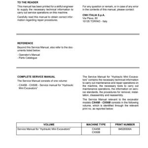 Case CX40B, CX50B Hydraulic Excavator Service Manual