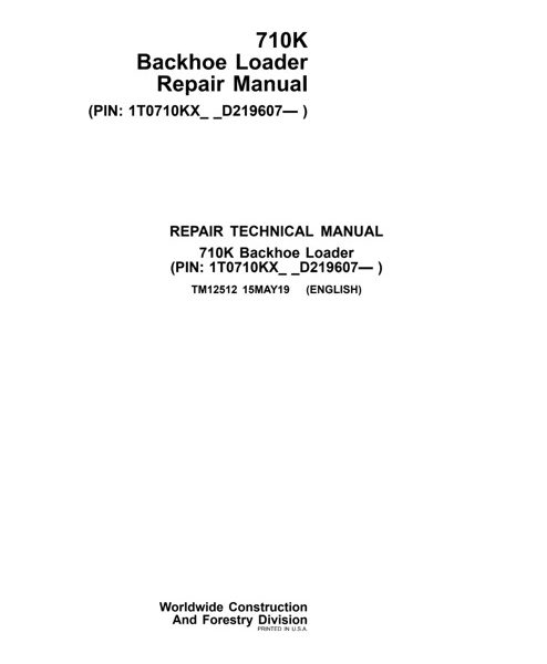 John Deere 710K Backhoe Loader Technical Manual PDF