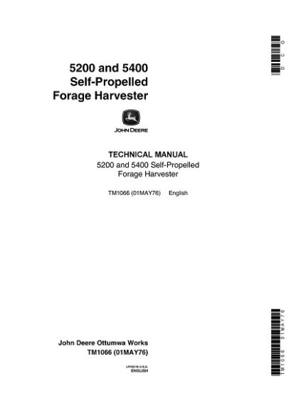 John Deere 5200, 5400 Self-Propelled Forage Harvester Technical Manual