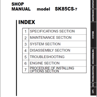 Kobelco SK85CS-7 Excavator Shop Manual