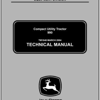 John Deere 990 Compact Utility Tractor Technical Manual