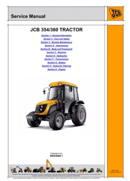 JCB 354,360 Tractor Service Manual