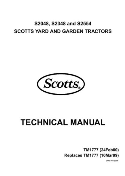John Deere S2048, S2348, S2554 Garden Tractors Technical Manual