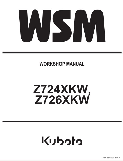 Kubota Z724XKW, Z726XKW Tractor Workshop Manual