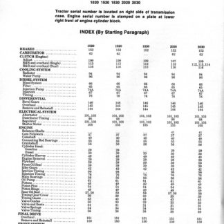 John Deere 1020, 1520, 1530, 2020, 2030 Tractors Shop Manual
