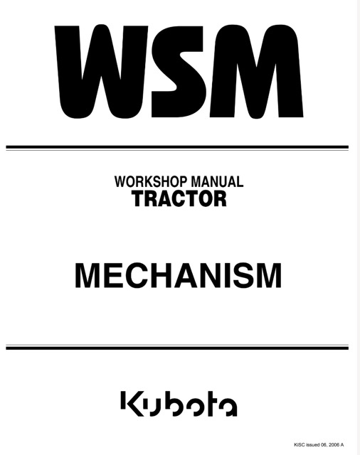 Kubota All Tractor Mechanism Workshop Manual