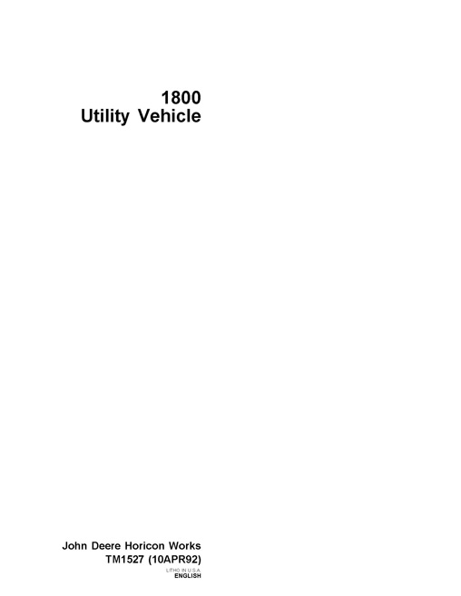 John Deere 1800 Utility Vehicle Technical Manual