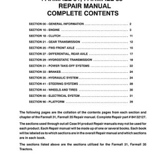 CASE IH Farmall 31, Farmall 35 Tractors Service Manual