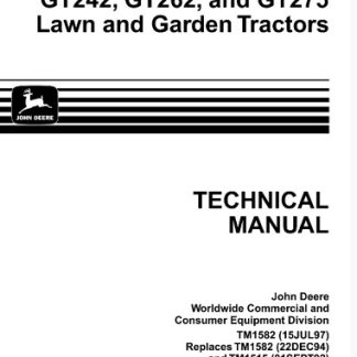 John Deere GT242, GT262, GT275 Lawn and Garden Tractors Technical Manual