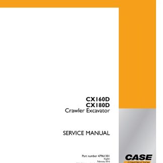 Case CX160D, CX180D Crawler Excavator Service Manual
