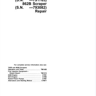 John Deere 762B, 862B Scraper Technical Manual