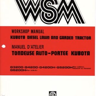 Kubota G3200 G4200 G4200H G5200H G6200H Lawn Garden Tractor Workshop Manual