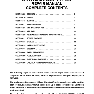 Case IH JX1080U, JX1090U, JX1100U Tractor Service Manual