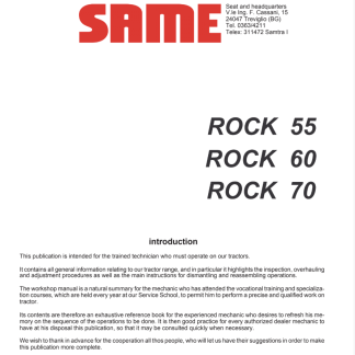 Same Rock 55 60 70 Tractor Workshop Manual