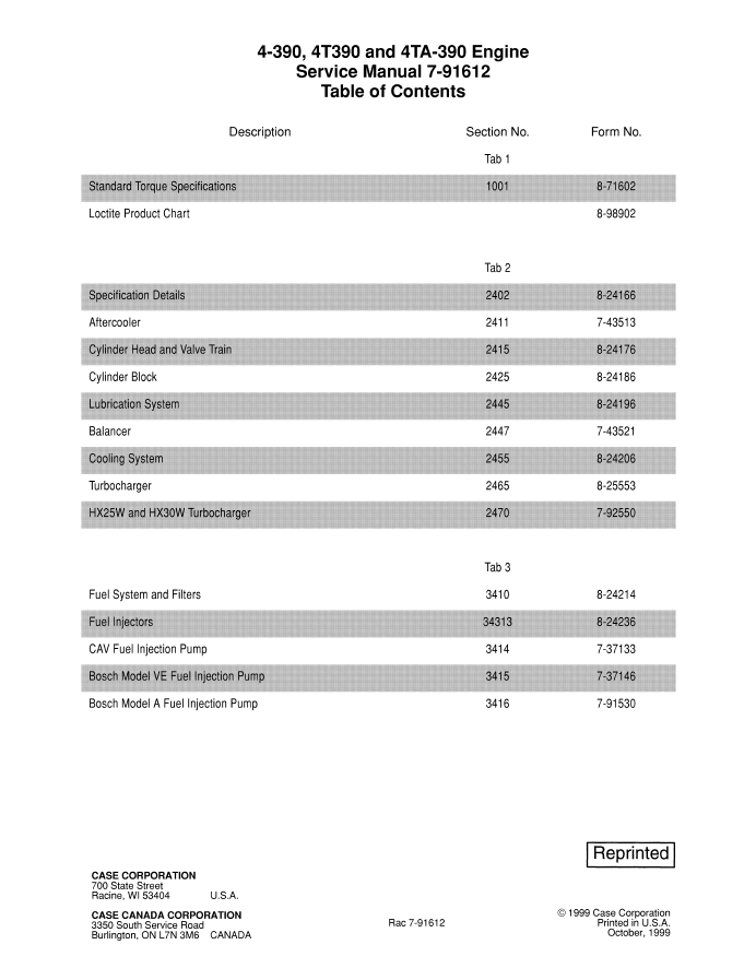 Case 4-390, 4T390, 4TA-390 Engine Service Manual