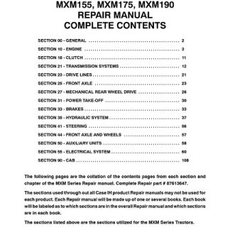 Case IH MXM120, MXM130, MXM140, MXM155, MXM175, MXM190 Tractor Service Manual
