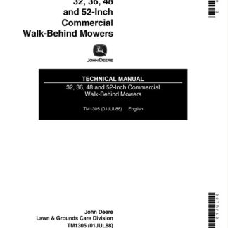 John Deere 32, 36, 48, 52-Inch Commercial Walk-Behind Mowers Technical Manual
