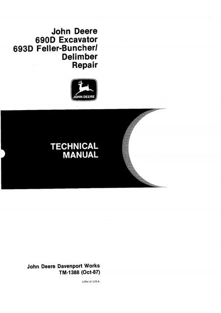 John Deere 690D Excavator, 693D Feller-Buncher/Delimber Technical Manual
