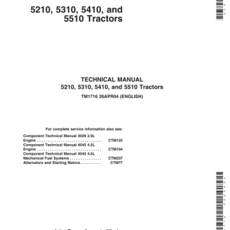 John Deere 5210, 5310, 5410, 5510 Tractors Technical Manual