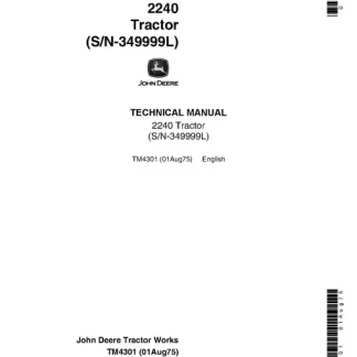John Deere 2240 Tractor Technical Manual