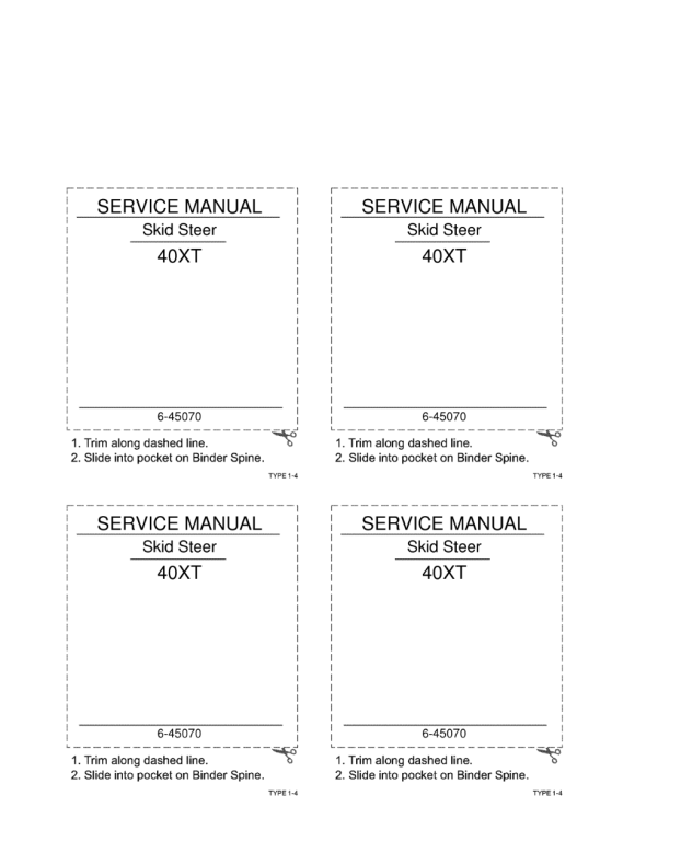 Case 40XT Skid Steer Service Manual