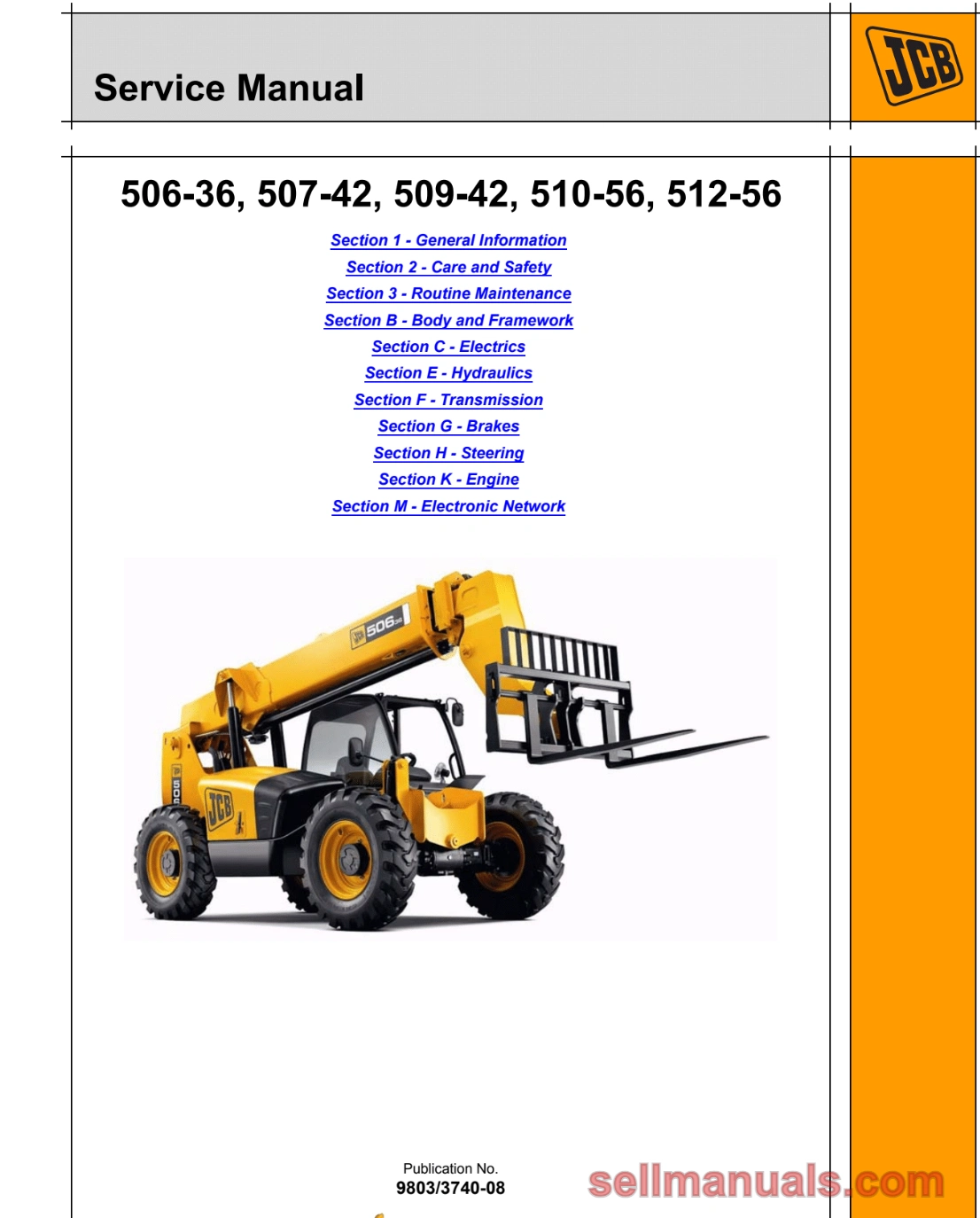 JCB 506-36, 507-42, 509-42, 510-56, 512-56 Service Manual