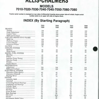 Allis Chalmers 7010-7080 Tractor Service Manual