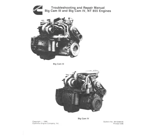Cummins Big Cam III and Big Cam IV, NT855 Diesel Engine Troubleshooting and Repair Manual